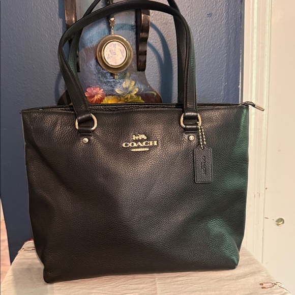 Coach Black Pebbled Leather Tote - Picture 1 of 4